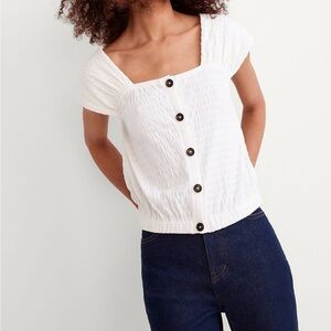 MADEWELL crinkle knit button front top XXS